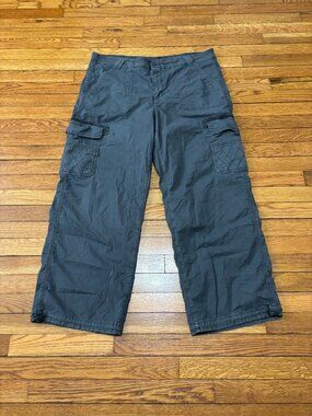 American Eagle Womens Baggy Jogger Cargo Pants Gray Stretch Size 18 38x30